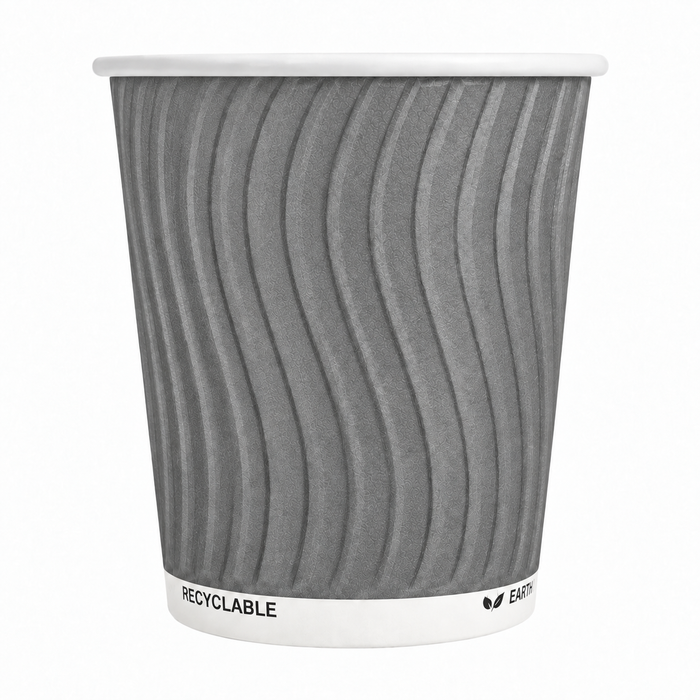 Gobelet carton double paroi gris, vue de face