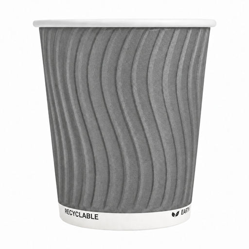 Gobelet carton double paroi gris, vue de face