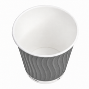 Gobelet carton double paroi gris, vue plongeante sur la doublure intérieure