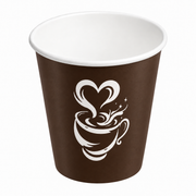 Gobelet carton Barista brun à motif tasse, vue rapprochée du carton