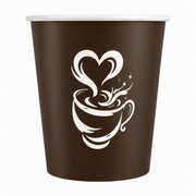 Gobelet carton Barista brun à motif tasse, vue de face
